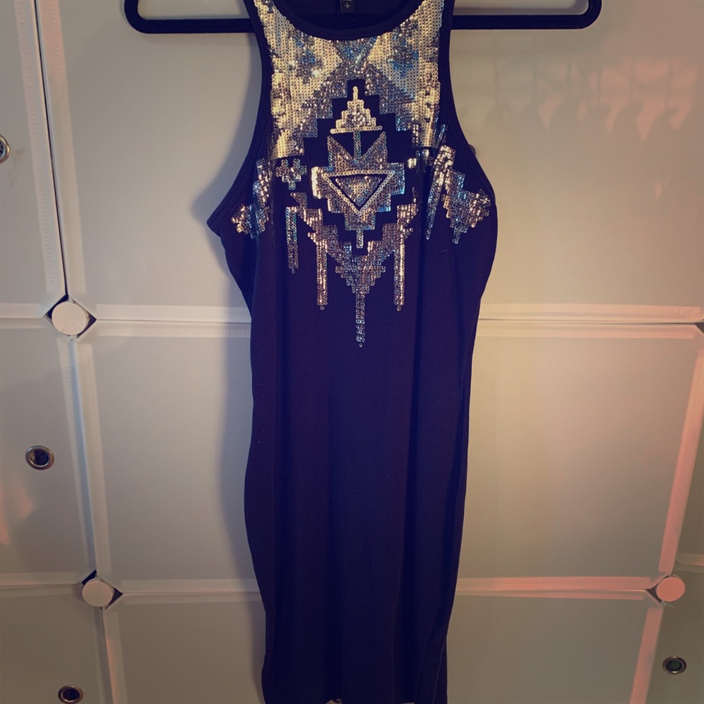 Express fitted casual yet bling detailed dress